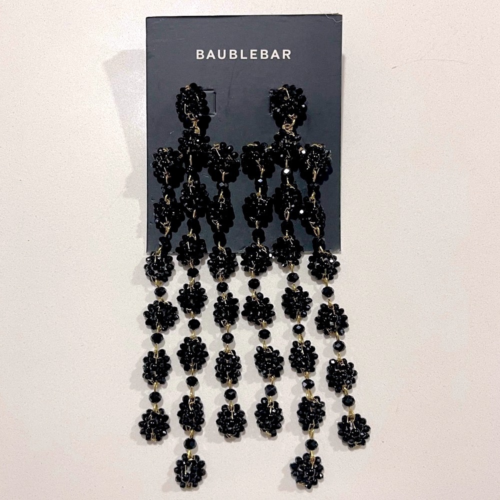 BaubleBar Shiori Flower Drop Earrings Black